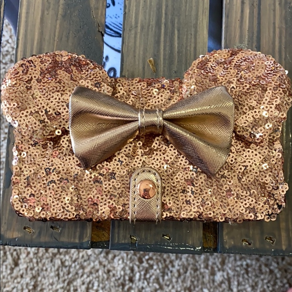 Disney rose gold minnie ears iphone case/wallet